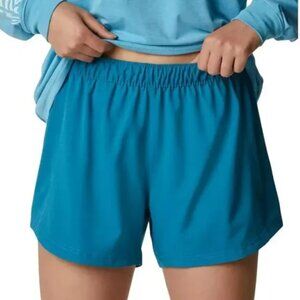Columbia PFG Tamiami Teal Pull On Elastic Waist Shorts Size Large